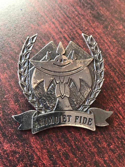 AMATOLA COMMANDO GREY METAL CAP BADGE- 2 PINS