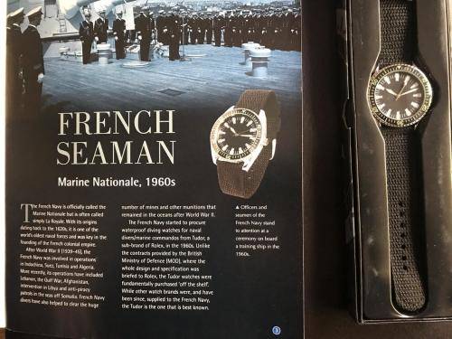 REPLICA OF THE FRENCH SEAMAN'S WATCH -WORN 1960'S WITH 15 PAGE BOOKLET ON THE HISTORY BEHIND IT
