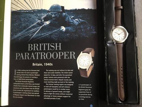 REPLICA OF THE BRITISH PARATROOPERS WATCH WW2-COMES WITH 15 PAGE BOOKLET ON THE HISTORY BEHIND IT