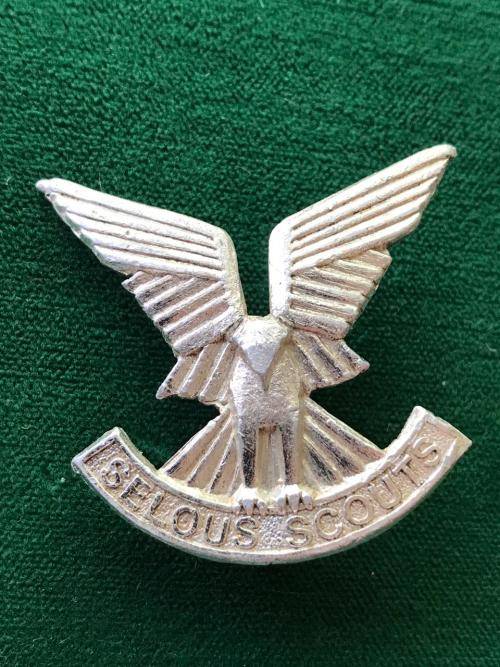 RHODESIA SELOUS SCOUTS ANODISED CAP BADGE-ORIGINAL- 2 LUGS- WORN 1974-1980