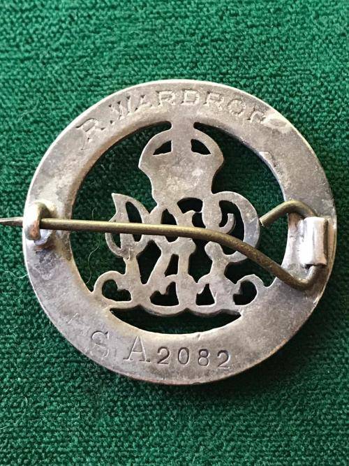WW1 SILVER WAR BADGE-NAMED & NUMBERED
