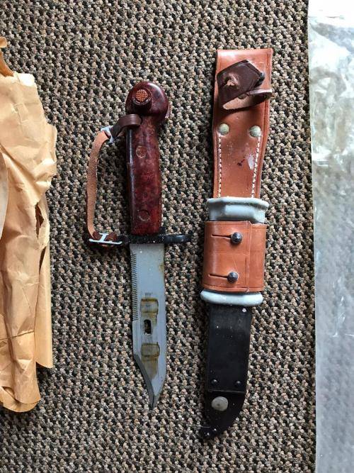 RECCE ISSUE,ROMANIAN MADE AKM BAYONET-NUMBERED AND WAS STILL WRAPPED AND NEVER USED AS FROM SPECIAL