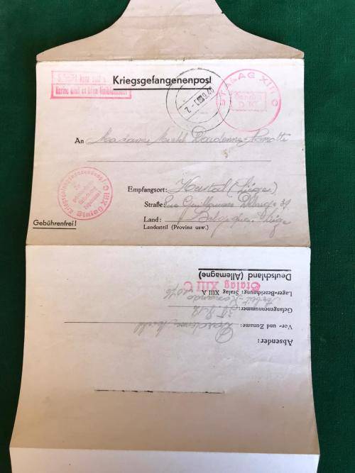 WW2 NATZI GERMANY STALAG POW LETTER