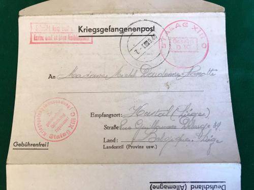 WW2 NATZI GERMANY STALAG POW LETTER