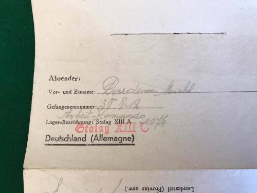 WW2 NATZI GERMANY STALAG POW LETTER