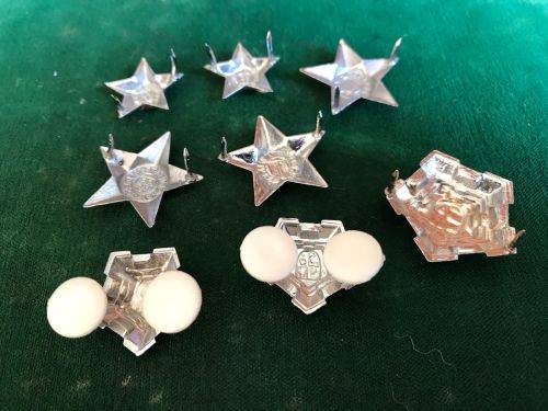 SA ARMY OFFICERS CHROME RANK BADGES- 8 IN TOTAL-PINS COMPLETE
