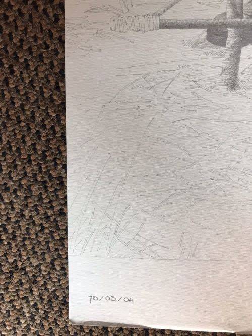 SA RECCE REGT. PENCIL SKETCH BY L. GREWER STEENKAMP AND SIGNED BY MAJ. F.W. LOOTSand COL. JAN BREYTE