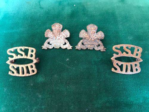 SPECIAL SERVICES BATTALION COLLAR BADGE PAIR AND TITLES-WORN 1934-1942-LUGS INTACT