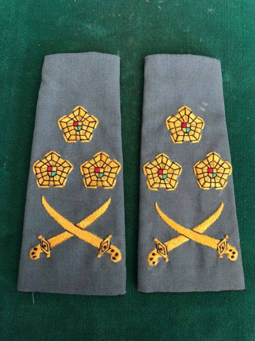 LIEUTENANT GENERAL RANK SLIP-ON PAIR- WORN 1996-2002