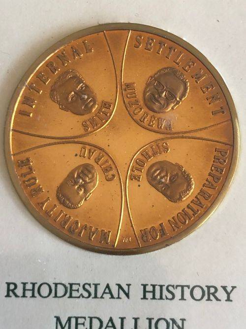RHODESIA HISTORY BRONZE MEDALLION VOLUME 5-INTERNAL SETTLEMENT-SIZE 42MM-GILDED BRONZE-MASS 33,9GR-M