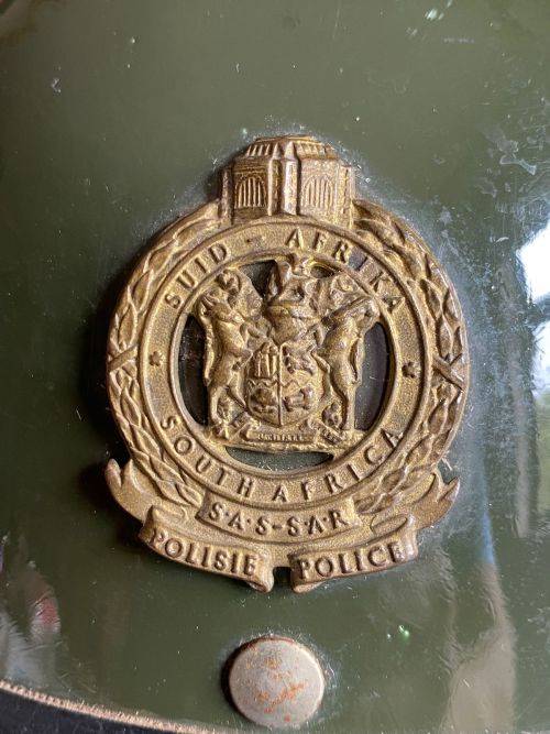 RARE SA RAILWAY POLICE MOTORBIKE HELMET IN VERY GOOD CONDITION-1960`S