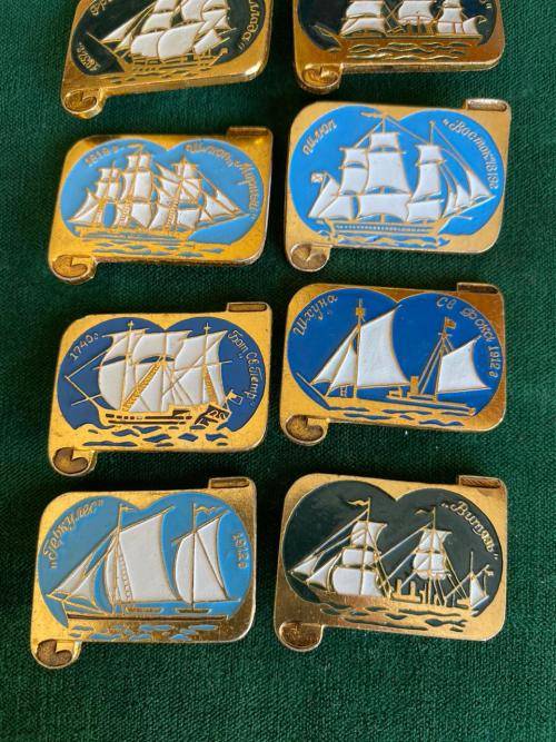 SOVIET RUSSIA,RARE 1970`S-COLLECTABLE NAVY PINS-SET 9 SOLD TOGETHER-STICK PINS INTACT