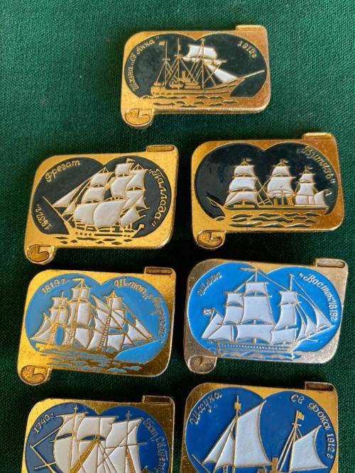 SOVIET RUSSIA,RARE 1970`S-COLLECTABLE NAVY PINS-SET 9 SOLD TOGETHER-STICK PINS INTACT