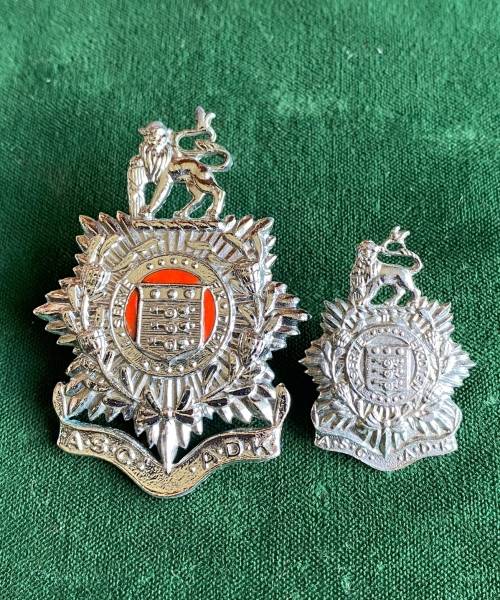 ADMIN SERVICS CORPS CHROME CAP AND ONE COLLAR-WORN 1976-1977-LUGS+ PINS INTACT