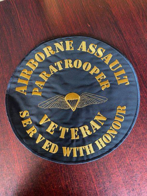 LARGE,DIAMETER 31 CM VETERANS AIRBORNE ASSAULT PARATROOPER PATCH-EMBROIDERED