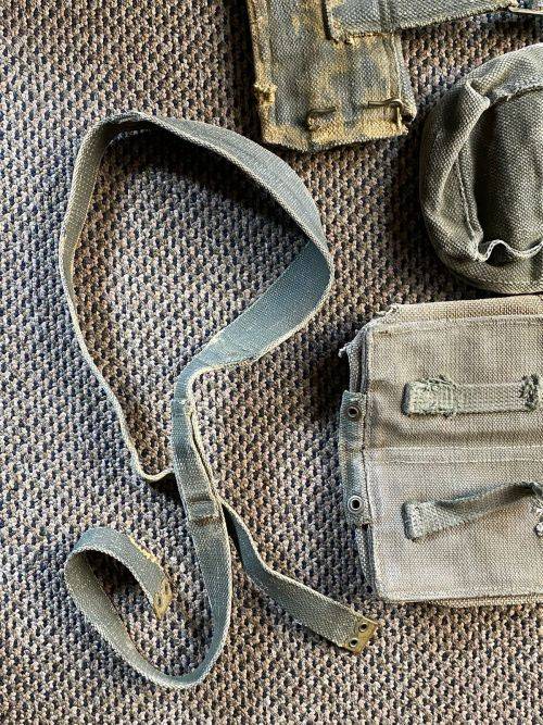 AUTHENTIC PAINTED ,BUSH WAR PERIOD RHODESIAN WEBBING AND RIFLE SLING-SOLD TOGETHER-4 ITEMS IN TOTAL-