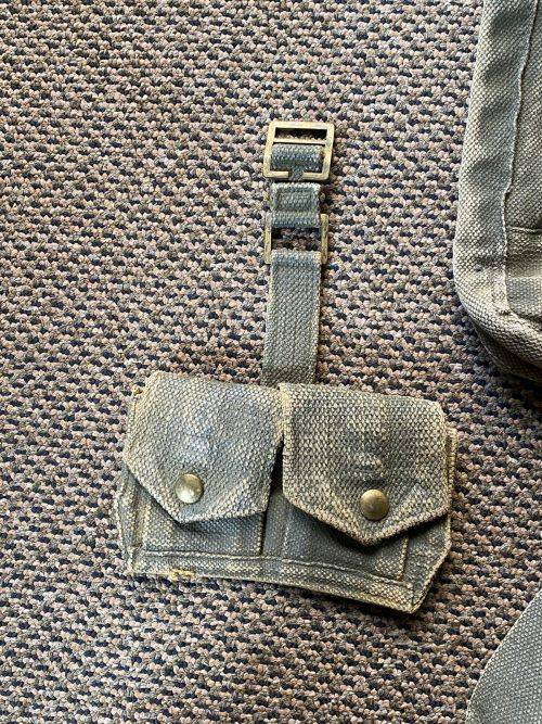 AUTHENTIC PAINTED ,BUSH WAR PERIOD RHODESIAN WEBBING AND RIFLE SLING-SOLD TOGETHER-4 ITEMS IN TOTAL-