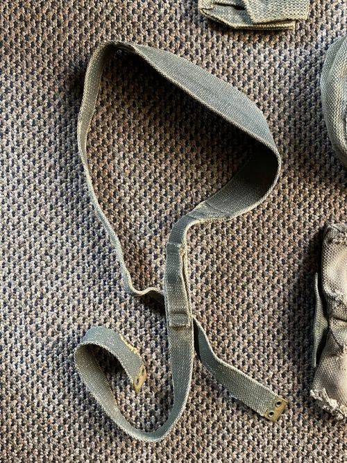 AUTHENTIC PAINTED ,BUSH WAR PERIOD RHODESIAN WEBBING AND RIFLE SLING-SOLD TOGETHER-4 ITEMS IN TOTAL-