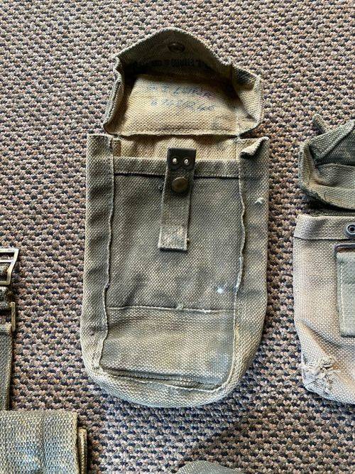 AUTHENTIC PAINTED ,BUSH WAR PERIOD RHODESIAN WEBBING AND RIFLE SLING-SOLD TOGETHER-4 ITEMS IN TOTAL-