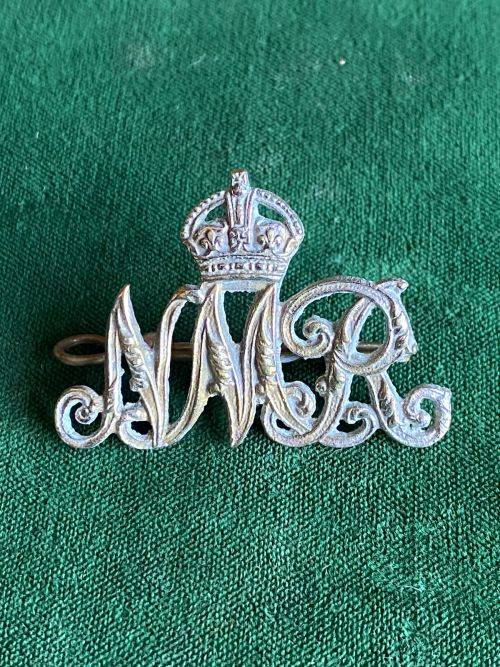 NATAL MOUNTED RIFLES CAP BADGE-WORN 1940`S-1950- 2 LUGS