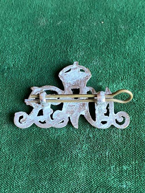 NATAL MOUNTED RIFLES CAP BADGE-WORN 1940`S-1950- 2 LUGS