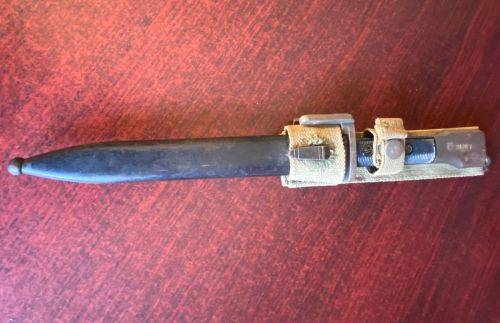 FN FAL BAYONET,METAL SCABBARD-VERY GOOD CONDITION WITH FROG