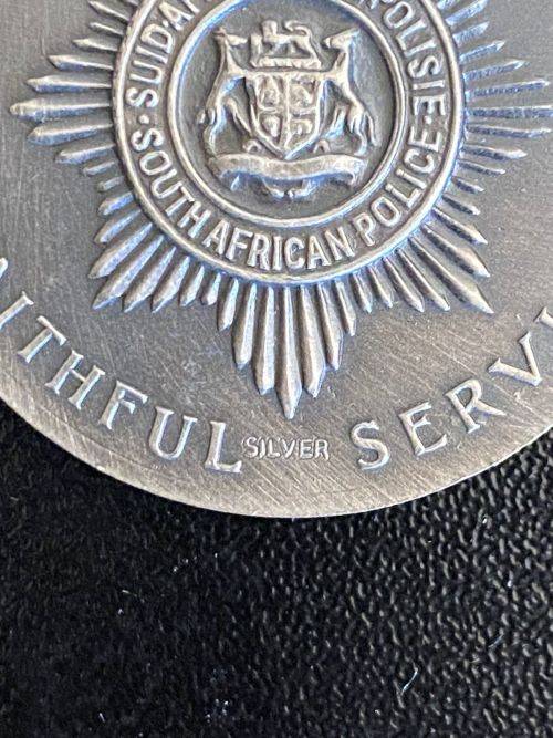 SA POLICE STAR FOR FAITHFULL SERVICE(1979) SILVER STAMPED-UNNAMED-SOLD WITH MINIATURE