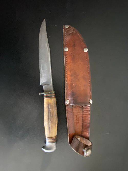 WILLIAM RODGERS-CUT MY WAY-SHEFFIELD ENGLAND-DAGGER-WITH ORIGINAL LEATHER SHEATH-TOTAL LENGTH 220 CM