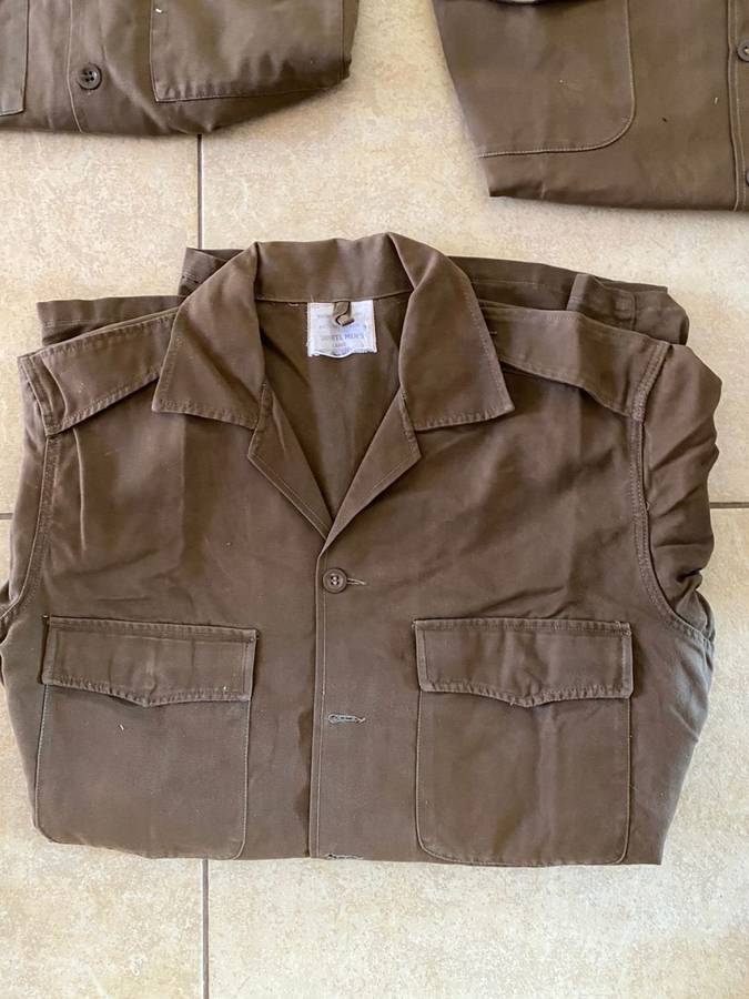 SADF BORDER WAR PERIOD NUTRIA SHIRT-4 SOLD TOGETHER-LONG SLEEVE-MEDIUM TO LARGE SIZE- USED BUT GOOD