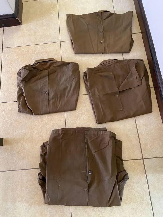 SADF BORDER WAR PERIOD NUTRIA SHIRT-4 SOLD TOGETHER-LONG SLEEVE-MEDIUM TO LARGE SIZE- USED BUT GOOD