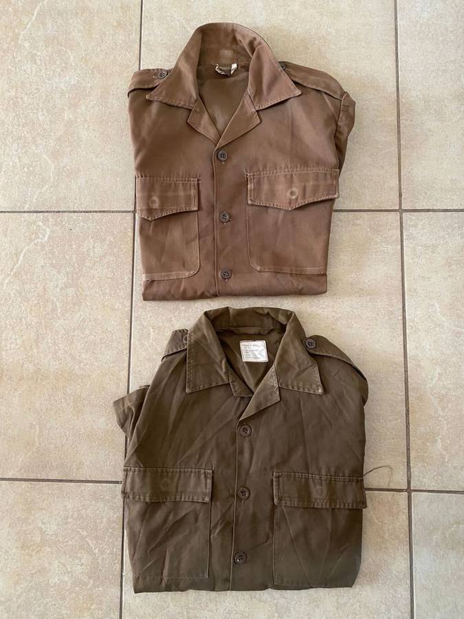 SADF PERIOD-NUTRIA SHIRTSX2- ONE LONG SLEEVE -THE OTHER SHORT SLEEVE-SIZE MEDIUM