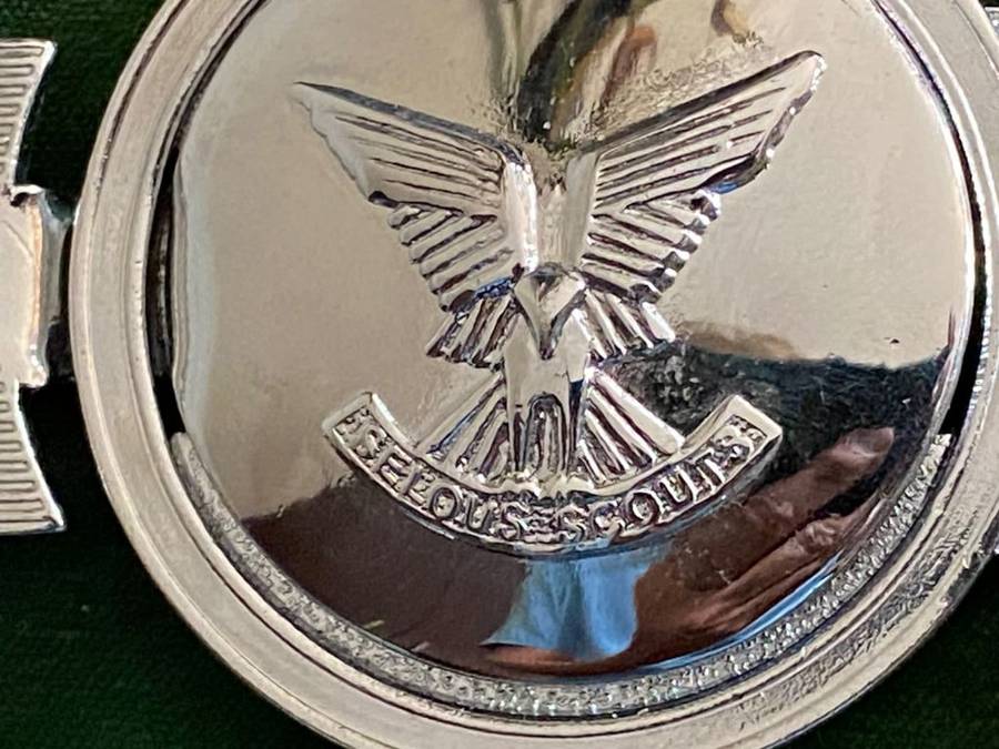 ORIGINAL RHODESIAN SELOUS SCOUTS,STABLE BELT BUCKLE,REUTELER MFG-SALISBURY MAKERS STAMP-MINT CONDITI