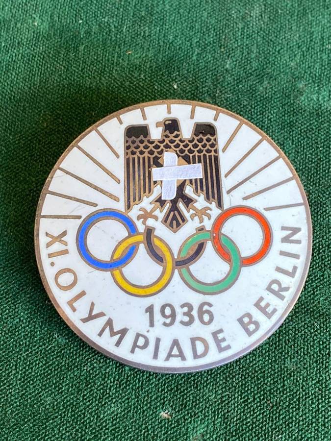 GERMAN 1936 OLYMPIC BADGE,NUMBERED-ENAMEL-MEASURES 45 MM