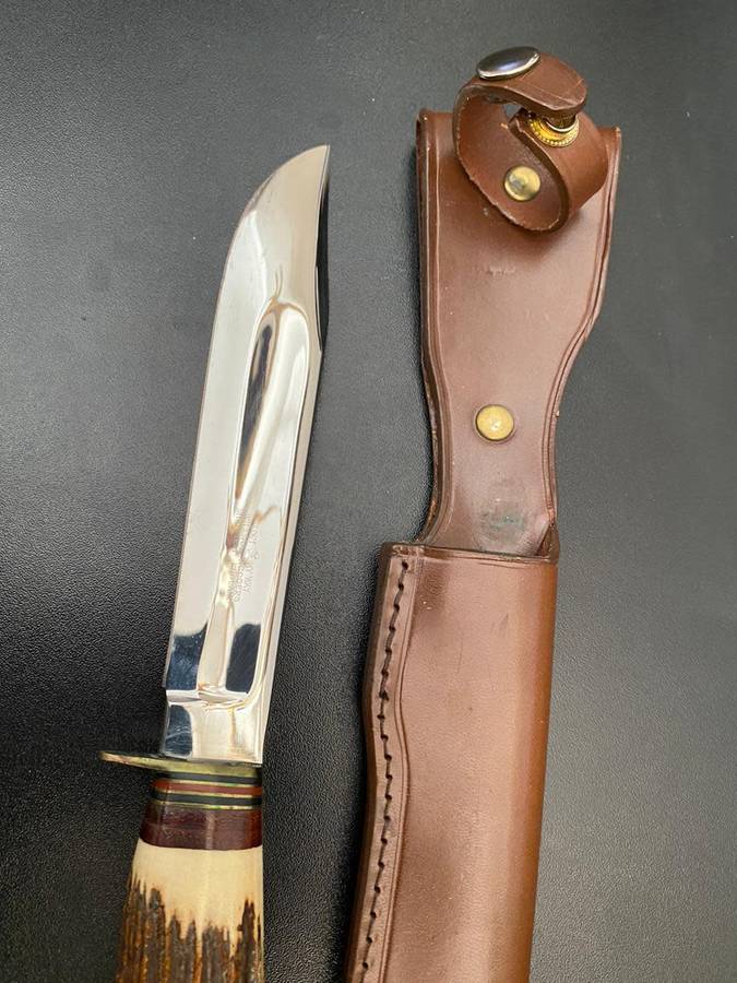 BOWIE-I CUT MY WAY,MADE BY WILLIAM RODGERS,SHEFFIELD ENGLAND-OVERALL LENGTH 30CM-STAGHORN HANDLE,KNI