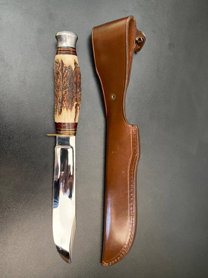 BOWIE-I CUT MY WAY,MADE BY WILLIAM RODGERS,SHEFFIELD ENGLAND-OVERALL LENGTH 30CM-STAGHORN HANDLE,KNI