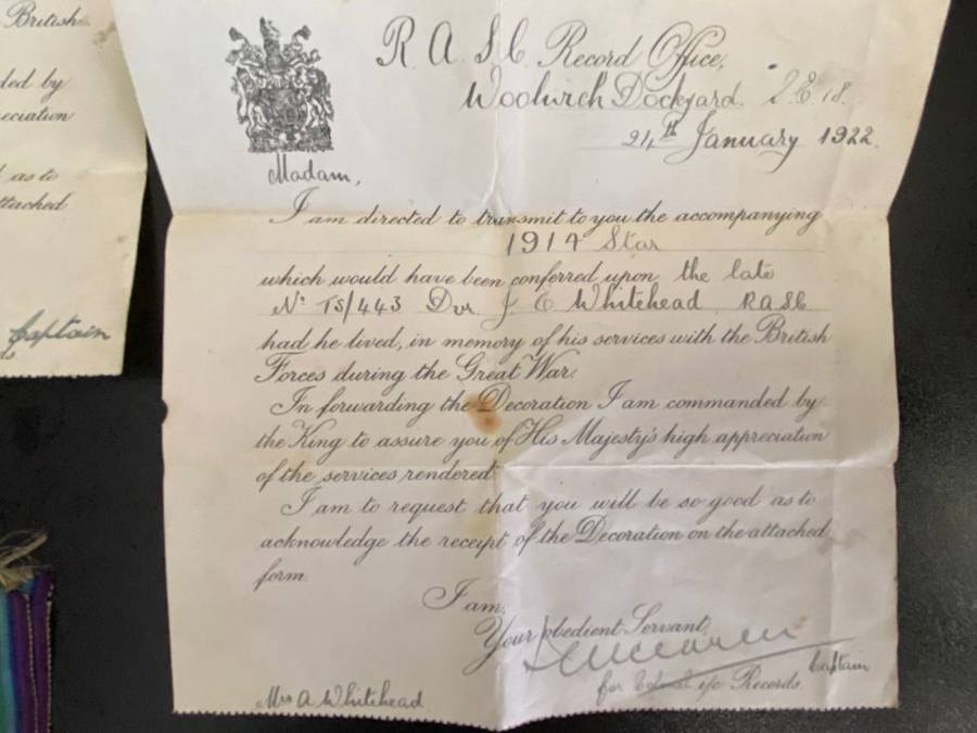 WW1 STAR AND VICTORY MEDAL,WITH CERTIFICATES AND PRINCESS MARY TIN AS WELL AS JMC/DSC MEDAL AWARDED