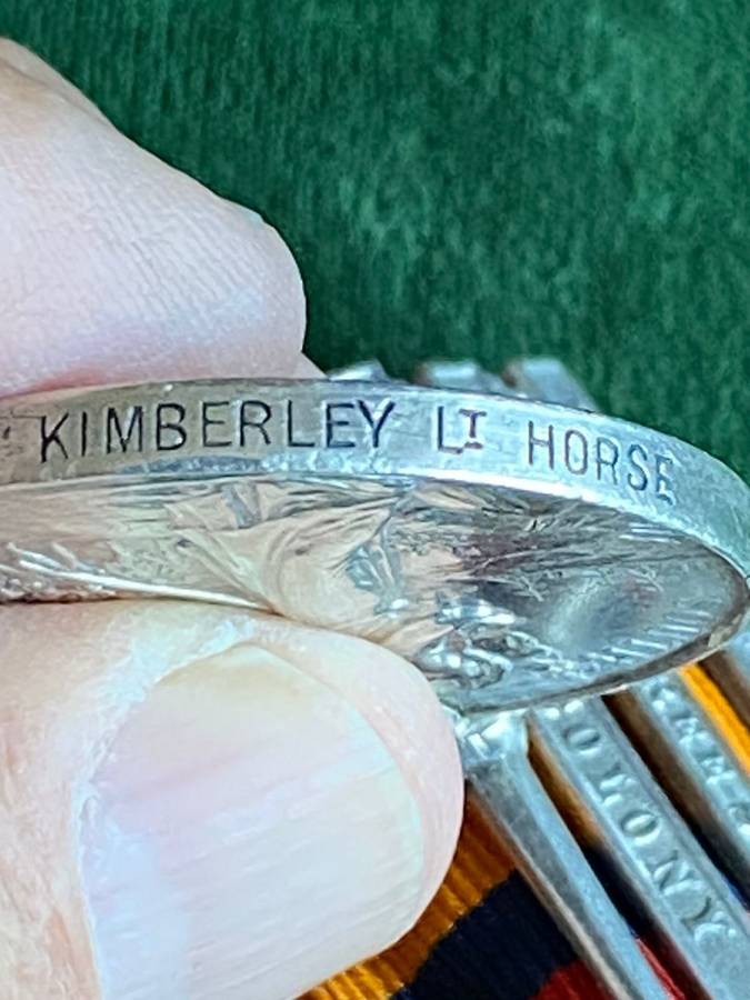 FULL SIZE BOER WAR QSA MEDAL (THREE BARS) CC, OFS, SA 1901- AWARDED TO 475 TPR. D. HIRST KIMBERLEY L