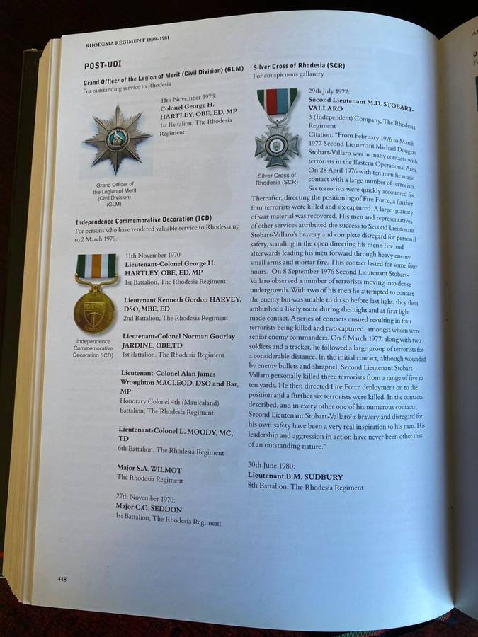 RHODESIA REGIMENT 1899-1981-HARD COVER WITH DUST COVER-FIRST EDITION PUBLISHED 2014-593 PAGES/ 2500
