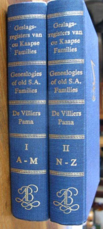 GENEALOGIES OF OLD S.A. FAMILIES BY DE VILLIERS PAMA - 2 VOLUMES A - Z