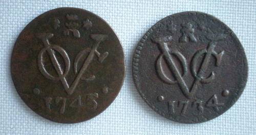 NETHERLANDS EAST INDIES ZEALAND COINAGE 1734 & 1745-DUIT-SOLD TOGETHER