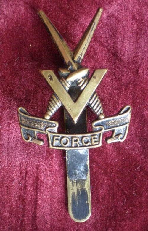 BRITISH V FORCE SPECIALIST UNIT BADGE-FORMED IN 1942 IN THE ASSAM & BENGAL REGIONS OF INDIA TO ACT A