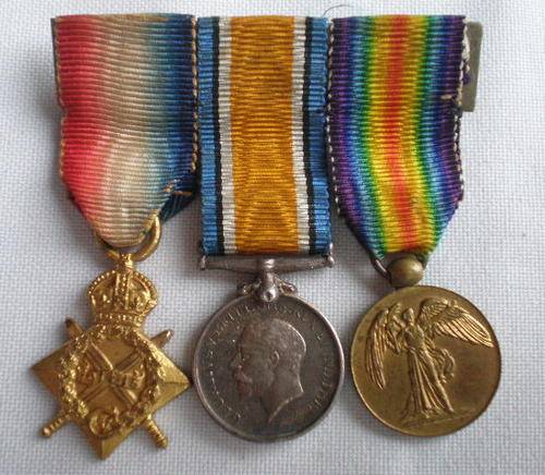 WW1 MINIATURE MEDAL TRIO MOUNTED