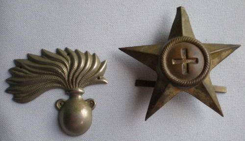 WW2 ITALIAN BADGES FOR MEDICAL CORPS(MISSING CROWN)& ARTILLERY