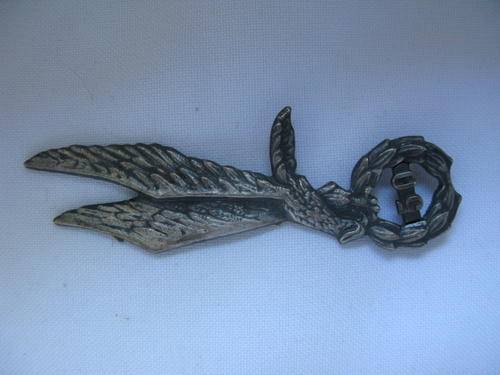 POLISH ARMY PARACHUTE WINGS-POST 1969-DARK FINISHED SILVER METAL 50 INDICATING DESCENTS MADE