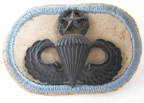 US ARMY & AIR FORCE MASTER PARACHUTIST BADGE ON BACKING-2 PINS
