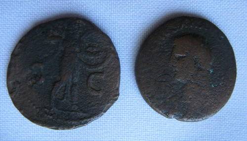 ROMAN COIN CLADIUS 1 -41-54 AD-2 COINS-SOLD TOGETHER-DIAMETER 27&28MM
