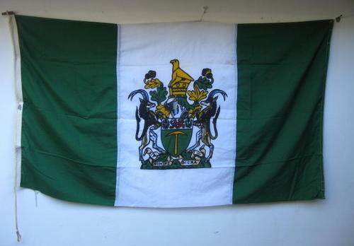ORIGINAL RHODESIAN FLAG WITH WILLIAM SMITH&GOUROCK LABEL-MEASURES 170X96CM-VERY GOOD CONDITION
