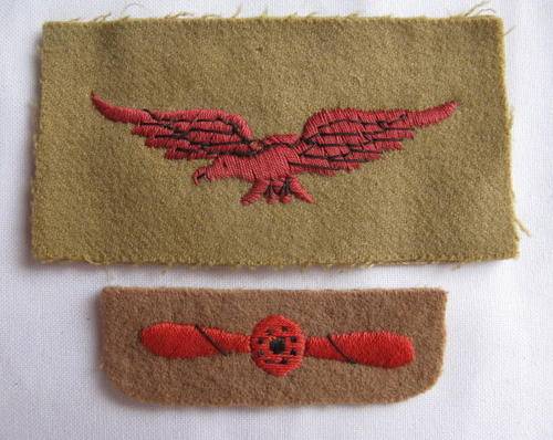 BRITISH EMBROIDERED ARM EAGLE FOR KHAKI UNIFORM & EMBROIDERED RANK FOR LEADING AIRCRAFTSMAN ALSO FOR