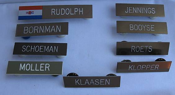 SELECTION OF 9 SADF PERIOD NAME BADGES - PINS INTACT