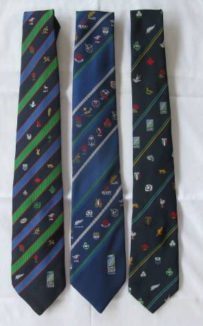 3 X ORIGINAL RUGBY WORLD CUP TIES SOLD TOGETHER 1995/1999 AND 2007 - GOOD CONDITION